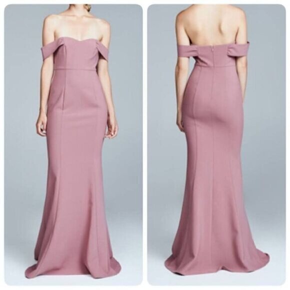 Likely Bartolli Womens Off Shoulder Mermaid Bridesmaid Black-Tie Gown Sz 4 Rose